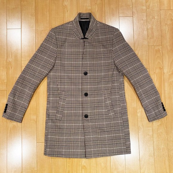 H&M Patterned Coat Beige/Plaid - Picture 1 of 5